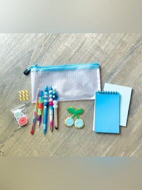 NEW📚 Homemade Crafted Stationery Set Beaded Pens w/ Pouch